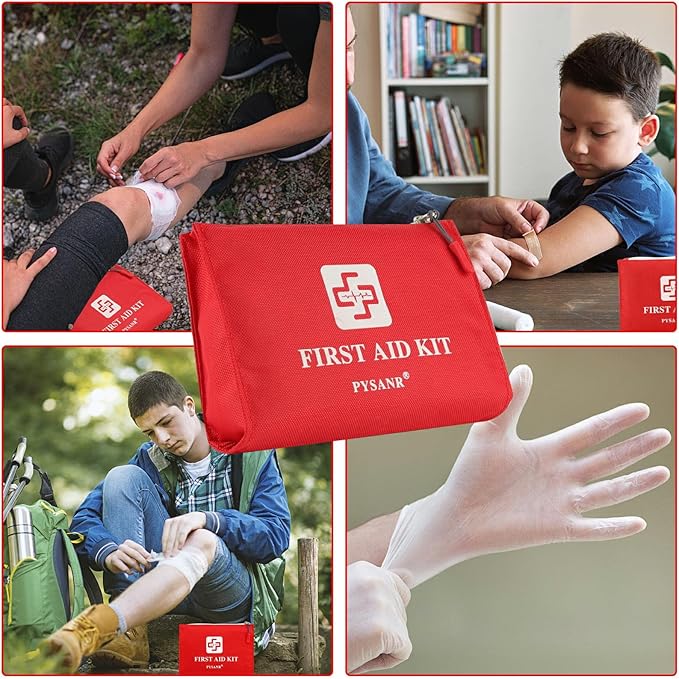Small First Aid Kit, 150 Piece with Foil Blanket & Scissors, Mini First Aid Bag for Emergency, Home, Camping, Travel, Sports,