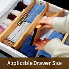 Utoplike Bamboo Dresser Drawer Dividers, 4'' High Adjustable Drawer Organizers for Clothing, Spring Loaded, Works in Kitchen,