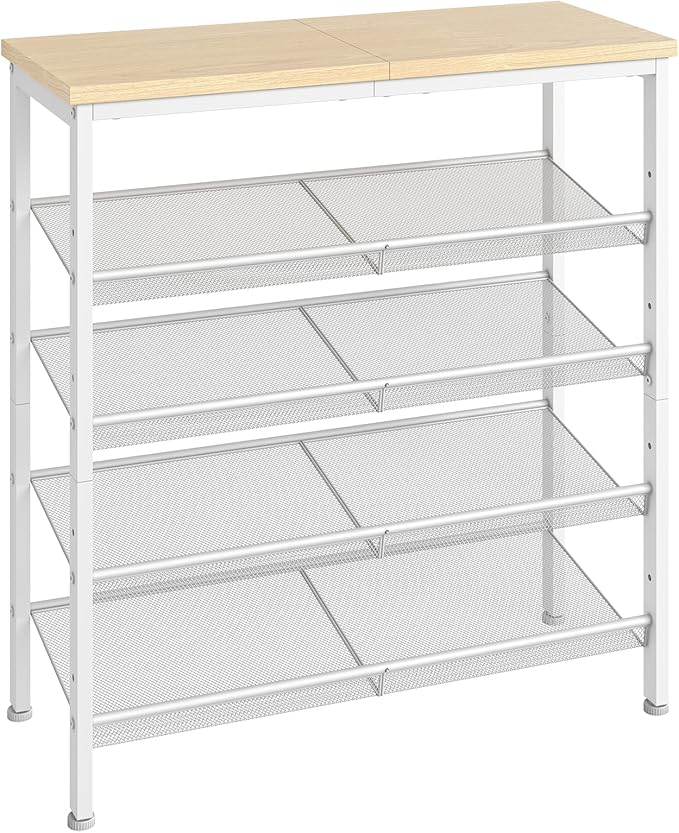 HOOBRO Shoe Rack for Entryway, 5-Tier Shoe Organizer with Adjustable Mesh Shelves, 12-16 Pairs of Shoes, Spacious Floor Mount