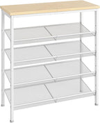 HOOBRO Shoe Rack for Entryway, 5-Tier Shoe Organizer with Adjustable Mesh Shelves, 12-16 Pairs of Shoes, Spacious Floor Mount