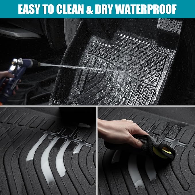 Car Floor Mats for 2015-2022 Ford Mustang, TPE Rubber All Weather Protection Mat Include 1st 2nd Row, Non-Slip Interior Accessories (2015-2022 Mustang)