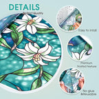 Coavas Decorative Window Privacy Film, Heat Control Sun Blocking Stained Glass Window Film, Floral Design Static Cling, Non Adhesive Windows Tint for Bathroom Front Door(Vinyl, 17.5" x 118.1 ")