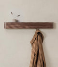 Kazai. Wall-Mounted Coat Rack 'Toke' - Modern Design with Hidden Wall Hooks - Solid Wood Veneer Panel Hanger - Walnut