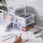 Anywish Small Storage Bins with Lids 3.2 QT Plastic Storage Containers for Organizing Stackable Clear Storage Boxes,Clear Whi