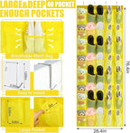 Windyun 40 Over the Door Shoe Organizer Large Mesh Pocket Hanging Shoe Rack for Closet Yellow Nonslip Behind Door Storage Hol