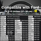 West Llama Car Steering Wheel Cover for Ford Escape,Explorer,Fusion,Focus,Bronco,Transit,Edge(Diamond Quilted - Black+Blue- S