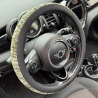 PINCTROT Chenille Leather Steering Wheel Cover, Soft Mottled Colors, Sweat-Proof, Non-Slip Grip, All-Season Comfort, Universa