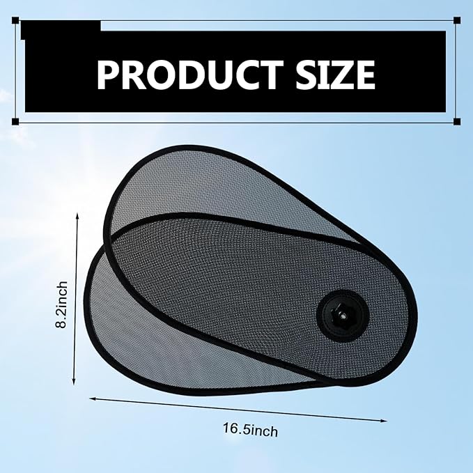 2 PCS Car Window Shades for Baby, Adjustable Side Window Sun Shade, 15.75" × 8.27" Mesh Sun Shade Blocker, Fit for Driver/Passenger/Rear/Back/Windows (Black)