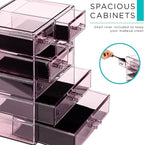 Sorbus Acrylic Makeup Organizer Set, 7-Drawer Vanity & Countertop Cosmetic Storage with Small & Wide Drawers, Purple Makeup S