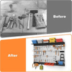 WALMANN 113 PCS Pegboard Wall Tool Organizer Kit with Pegboard Hooks, Bins, Pegboard Tools Storage System for Garage, Modular
