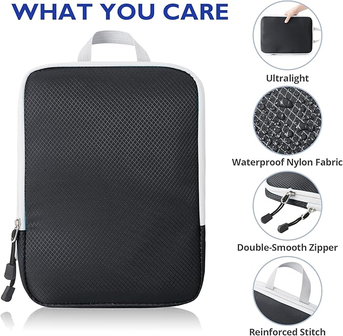 Compression Packing Cubes, 10 Set Packing Cubes for Travel Compression, Lightweight Compressible Package Organizer for Carry 