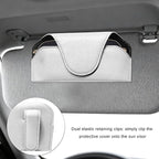 Sunglass Holder for Car Visor, Magnetic Auto Sun Visor Eyeglass Organizer with Dual Back Clips, Leather Glasses Protective Storage Case Universal for Most Vehicles Visors (White)