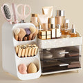 HBlife Makeup Organizer with Brush Holder for Vanity, Large Plastic Bathroom Countertop Organizer Skin Care Storage, Easy to 