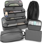 Shacke Packing Cubes for Travel 8 Set - Premium Luggage Organizer Bags - Versatile Travel Organizer for Women and Men - Optim