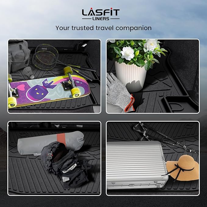 LASFIT Floor Mats & Cargo Mat for Jeep Wrangler JK 2014-2018 Unlimited 4-Door (NOT for JL or 2-Door) All Weather TPE Custom Fit Car Mats Floor Liners Cargo Liner Cargo Mat Black