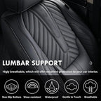 Coverado Seat Covers Full Set, Luxury Leather Car Seat Covers for Car with Lumbar Support, Automotive Seat Covers Waterproof 