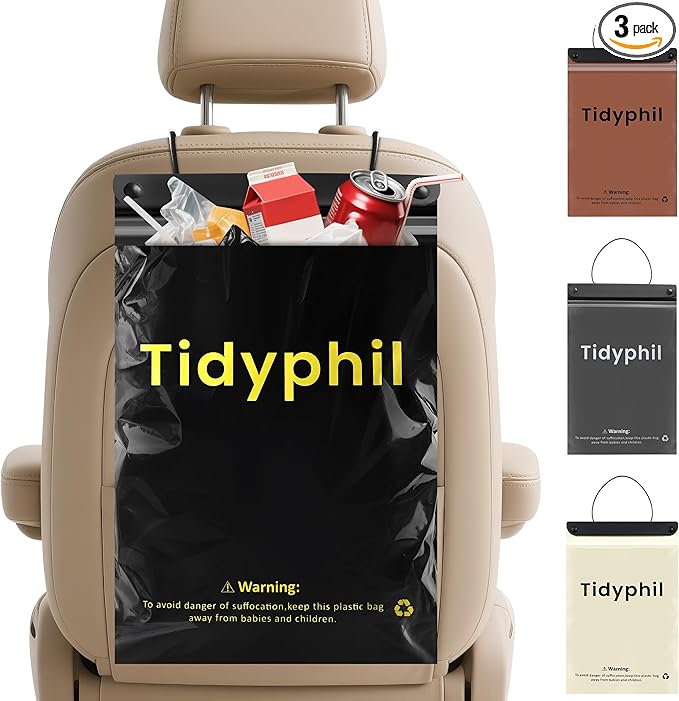 150 PCS Disposable Car Trash Bags Hanging, Leak-proof, Odor Seal. 2 Gallon Car Garbage Bags, Big Capacity. Independent of Car Trash Can, Easy Stick-On Car trash Bin for Car, SUV, Truck, Stroller.Black