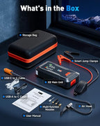 HW Car Battery Jump Starter with Air Compressor, [44.4Wh, 160PSI] True 2000A Portable Car Jumper Pack (8.5 Gas/6.5L Diesel), 12V Jump Box with Jumper Cables/Air Chucks/USB-C Cables-65W Fast Charging