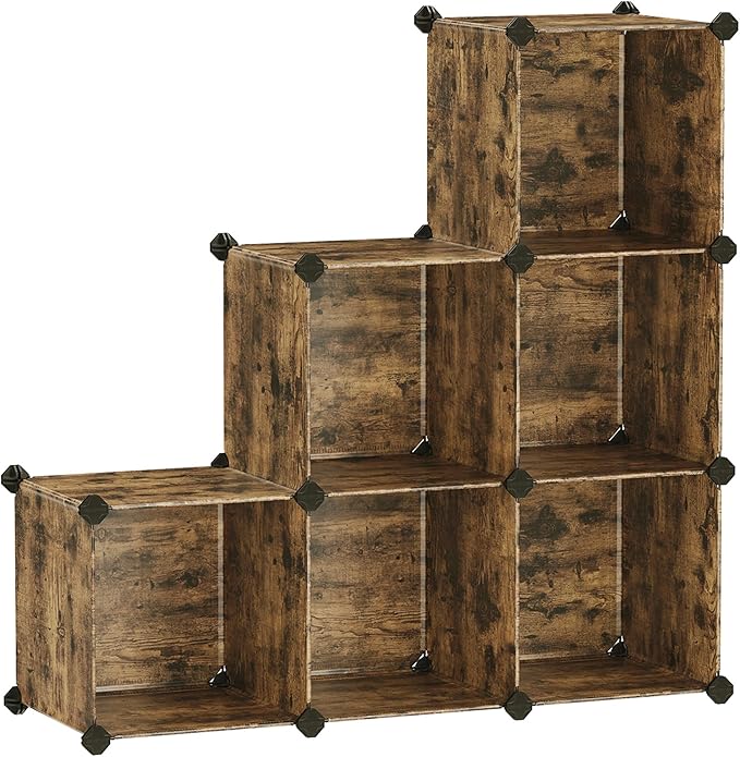 SONGMICS 6 Cube Storage Organizer, Modular Bookshelf, DIY Closet Organizers and Storage, Plastic Stackable Shelves, 11.8 x 11