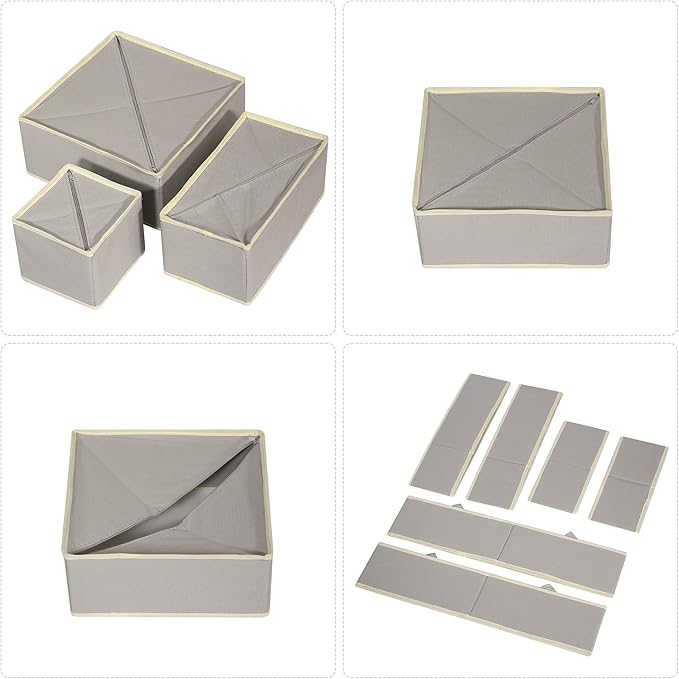 DIOMMELL 12 Pack Foldable Cloth Storage Box Closet Dresser Drawer Organizer Fabric Baskets Bins Containers Divider for Baby C