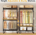 ULIFHOME P1 Rolling Clothes Rack, Portable Wardrobe Closet with Wheels, Heavy-Duty Closet Clothing Rack for Hanging Clothes, 