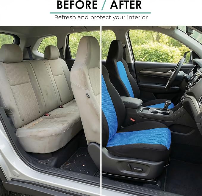 FH Group Automotive Full Car Seat Covers for SUV, Trucks, Sedan and More - Universal Fit Front High Back & Rear Solid Bench D