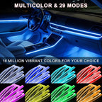 Interior Car LED Lights APP Control，Ambient Lighting Kit with 236" Fiber Optic，5 in 1 RGB Strip Lights，16 Million Colors Car Neon Lights, Sync to Music（USB）