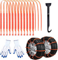 JINGKE 12 Pcs Reusable Snow Chains，Universal Emergency Adjustable Anti-skid Tire Chains Fit for Universal Winter Car Truck SU
