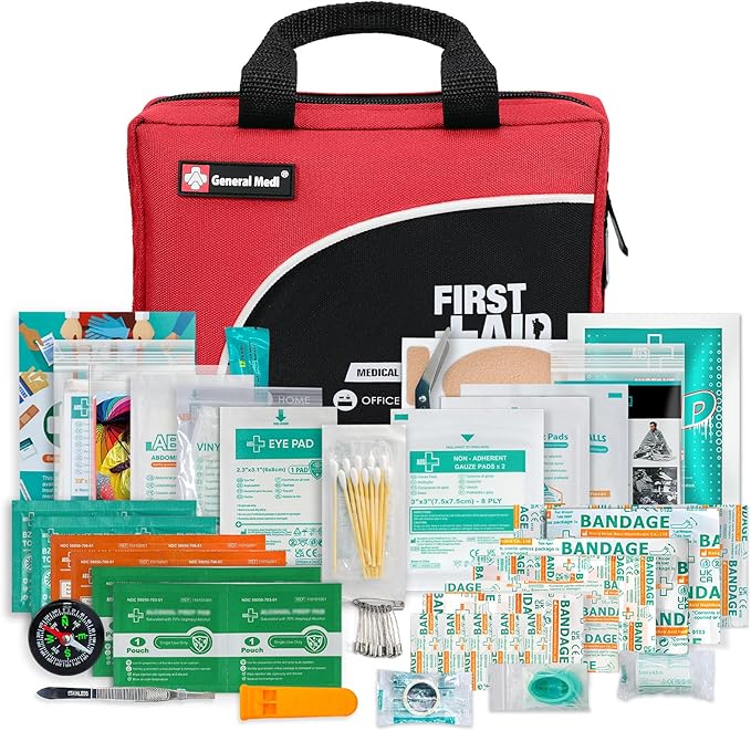 First Aid Kit -160 Pieces Compact and Lightweight - Including Cold (Ice) Pack, Emergency Blanket, Moleskin Pad,Perfect for Tr
