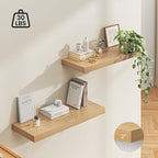 Dreamland 36" Floating Shelves for Wall, 12" Deep Thicker Oak Floating Shelves, Wall-Mounted Shelves for Bedroom, Living Room