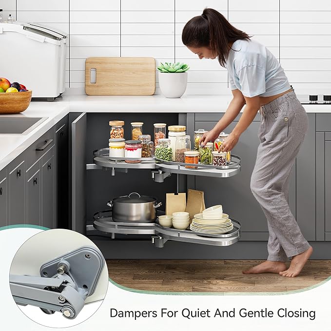 YITAHOME Blind Corner Cabinet Pull Out Organizer, Right Swing Soft-Close Swing-Out Cabinet Organizer with Adjustable Height, 