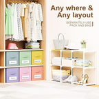 Geelin 6 Cube Toy Storage Organizer with Fabric Bins and Labels, 11 Inch Collapsible Colorful Cubby Storage Drawers Pastel Dr