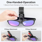 Veharvim Sunglass Holder for Car (2 Pack, One-Handed Operation, Gentle & Secure Hold, Silicone Padded, Universal Fits Sunglass and Car Visor) - Sunglasses Clip for Car Visor (Black & Silver, 4 Pack)