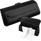 Frienda 2 Pieces Sunglasses Holder for Car Sun Visor, Eyeglasses Visor Organizer Storage Case with 2 Pcs Cleaning Cloths Automotive Interior Accessories