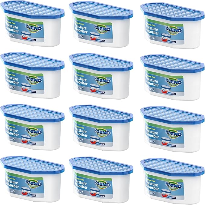 Moisture Absorbers, 12 Pack, Compact Dehumidifier for Closet, Efficient Humidity Absorber Boxes, Moisture Absorber for