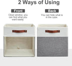 Bagnizer Storage Cubes, 4 Pack Linen Foldable Storage Bins (13 x 13 inch) with Clear Window and 2 Handles, Closet Organizers 