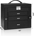 AKOZLIN 4-Tier Jewelry Box Lockable Leather Jewelry Storage Case Organizer with 3 Drawers for Women Girls Ring Necklace Earri