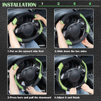 CAR PASS Line Rider Microfiber Leather Sporty Steering Wheel Cover Universal Fits for 95% Truck,SUV,Cars 14.5-15inch, Anti-Sl