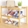 Smiry Shoe Rack, 2 Tier Small Bamboo Shoe Organizer, Stackable Free Standing Wooden Shoe Storage Shelf for Closet, Entryway, 