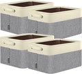 BALEINE 4 Pack Fabric Closet Storage Bins for Shelves, Linen Closet Organizers and Storage, Decorative Baskets for Organizing