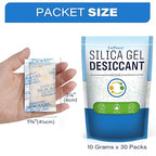 LotFancy Silica Gel Packets 10g 30 Pack, Color Indicating Rechargeable Desiccant Packs, Moisture Absorber for Electronics, Ca