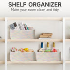 3-Pcs Shelf Baskets for Organizing, Closet Organizer Bins, Small Woven Baskets, Rope Toy Basket, Storage Basket for Shelves, 
