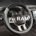 West Llama Customized Auto Car Steering Wheel Cover for Dodge RAM 1500 2500 3500, 15.5-16 inch(Black+Gray Line-Large Size)