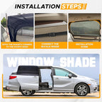 EcoNour Car Window Sun Shades for MPV & Minivan Sliding Door Rear Windows | Elastic Mesh Sunshade for Baby & Passenger Comfort | Car Window Accessories | 2 Pack Side Window Shades