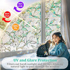 Coavas Static Cling Privacy Window Film, 96% UV & Heat Blocking, Stained Glass Window Film Floral Design, Non-Adhesive, for Bathroom, Front Door, Shower Enclosure‌(Vinyl, 23.6" x 78.7 ")