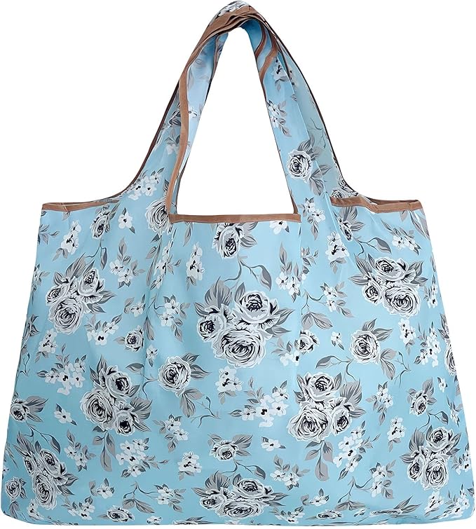 allydrew Large Foldable Tote Nylon Reusable Grocery Bags, 5 Pack