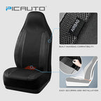 PIC AUTO Car Seat Covers, High-Back Full Set Automotive Seat Covers, Front and Rear Bench - Sports Carbon Fiber Mesh Design, 