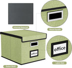 Huolewa File Organizer Box with Lid, Collapsible File Folder Organizer for Office Document Storage, Filing Box with Plastic S