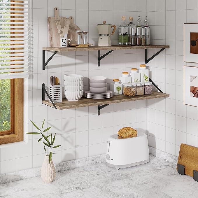 Floating Shelves for Wall,40" Wall Mounted Shelves Set of 2,Long Wood Floating Shelves,Hanging Wide Display & Storage Shelf w
