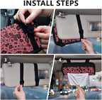 Car Tissue Holder Car Visor Organizer Tissue Box Holder for Car Sun Visor Organizer with Car Vehicle Accessories Essentials Interior for Women Men Leopard Print Notes Red